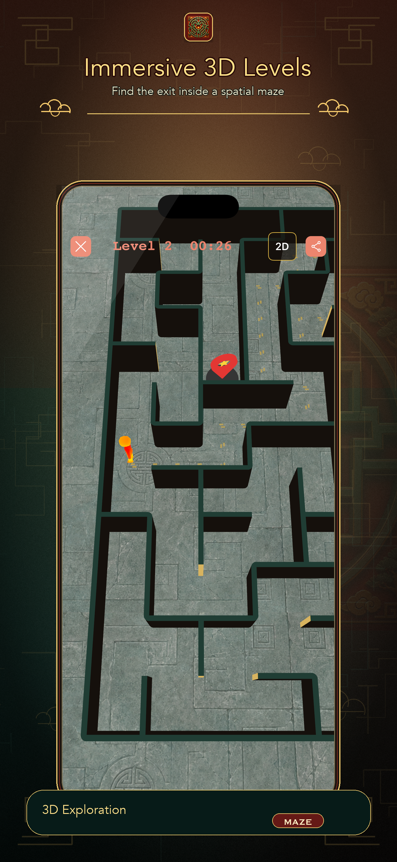 MAZE 3D challenge screen.