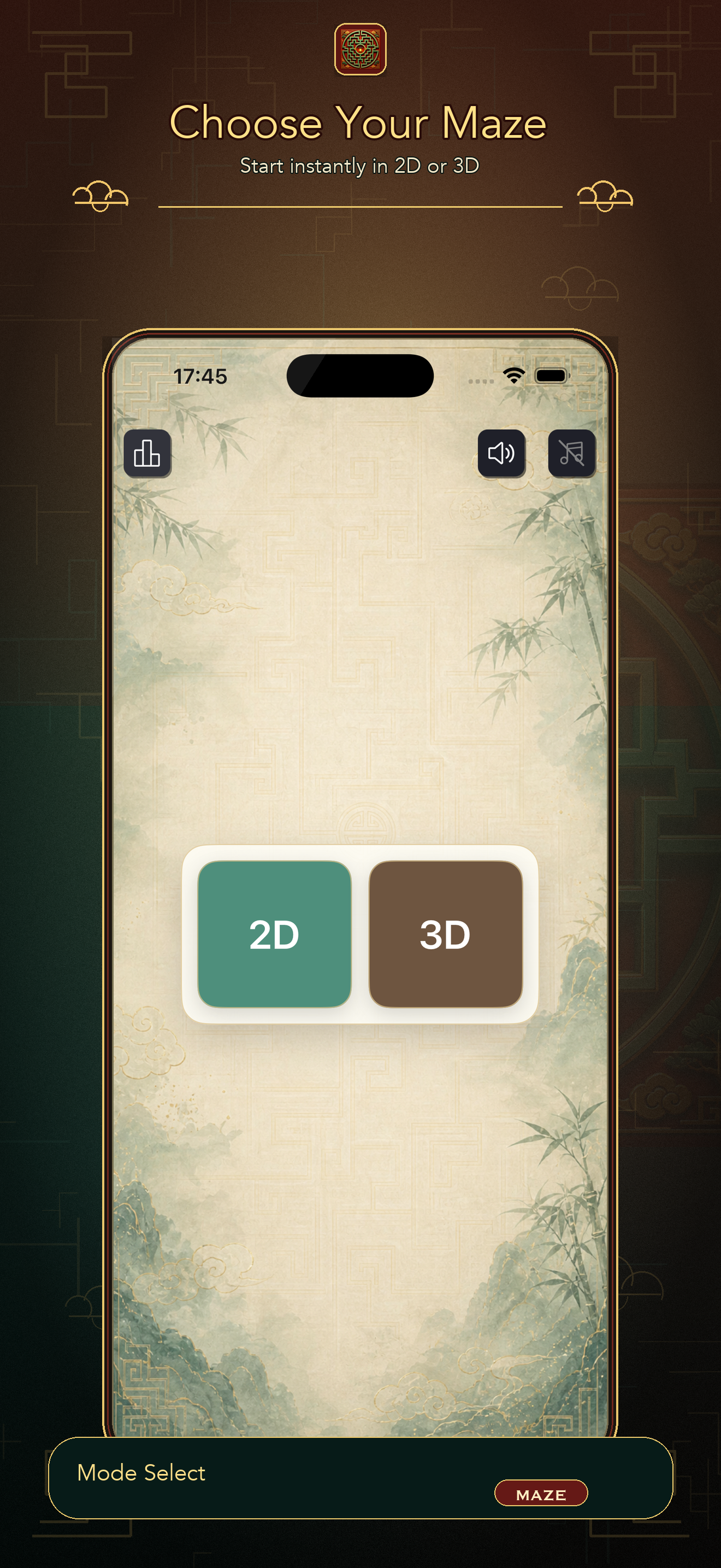 MAZE mode selection screen.