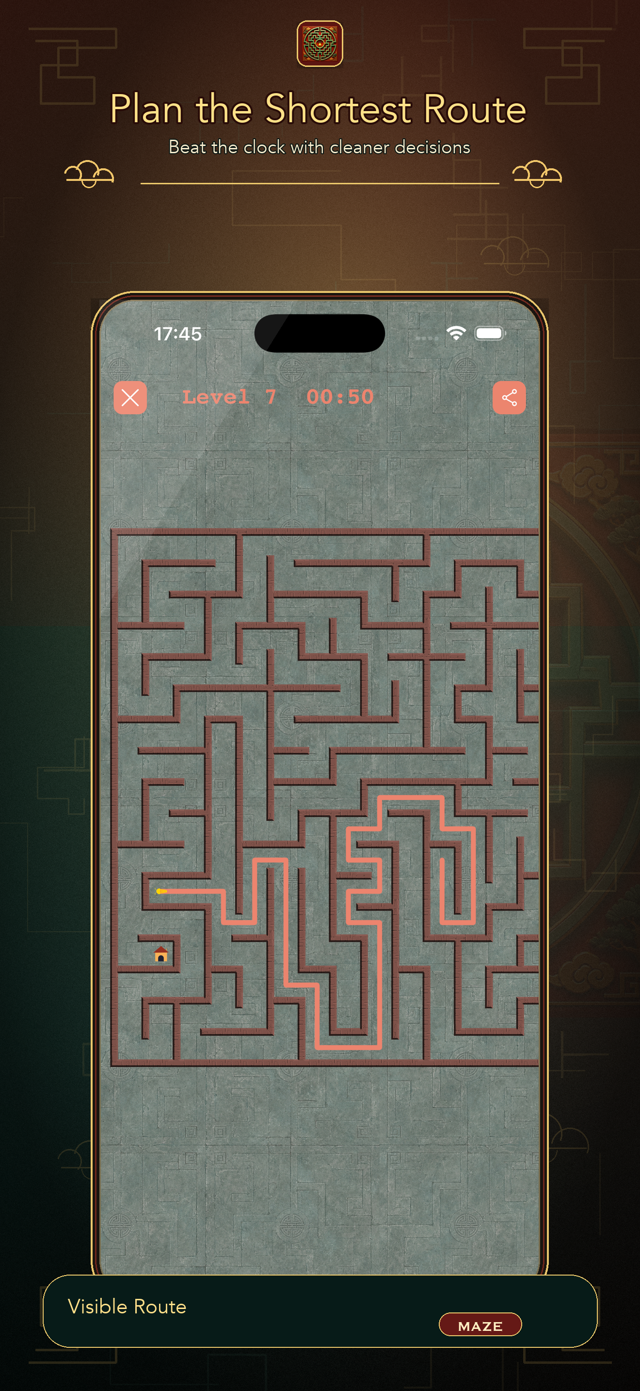 MAZE 2D route planning screen.